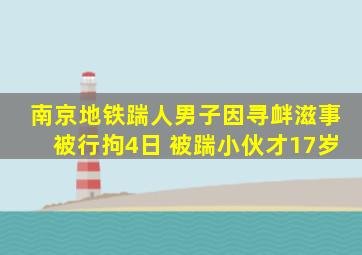 南京地铁踹人男子因寻衅滋事被行拘4日 被踹小伙才17岁